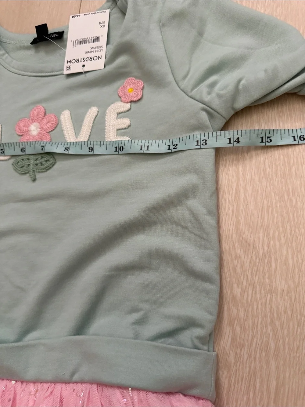 Zunie Girls Mint Green Top with Pink Tulle Dress